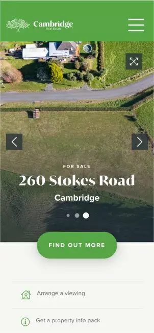 A screen capture of a property page on Cambridge Real Estate's website