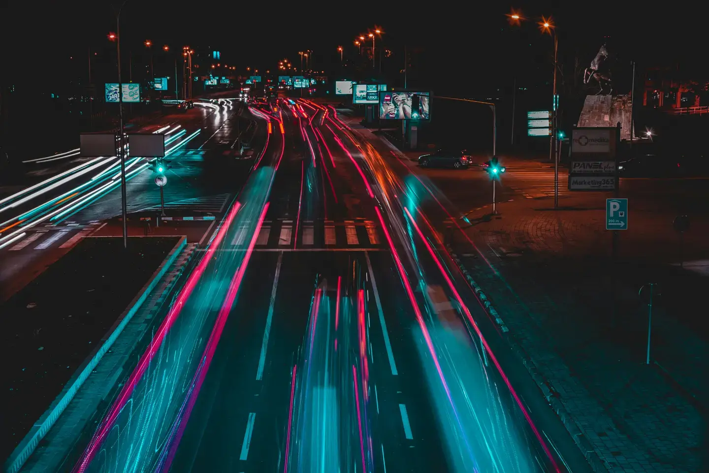 Long exposure image of city traffic